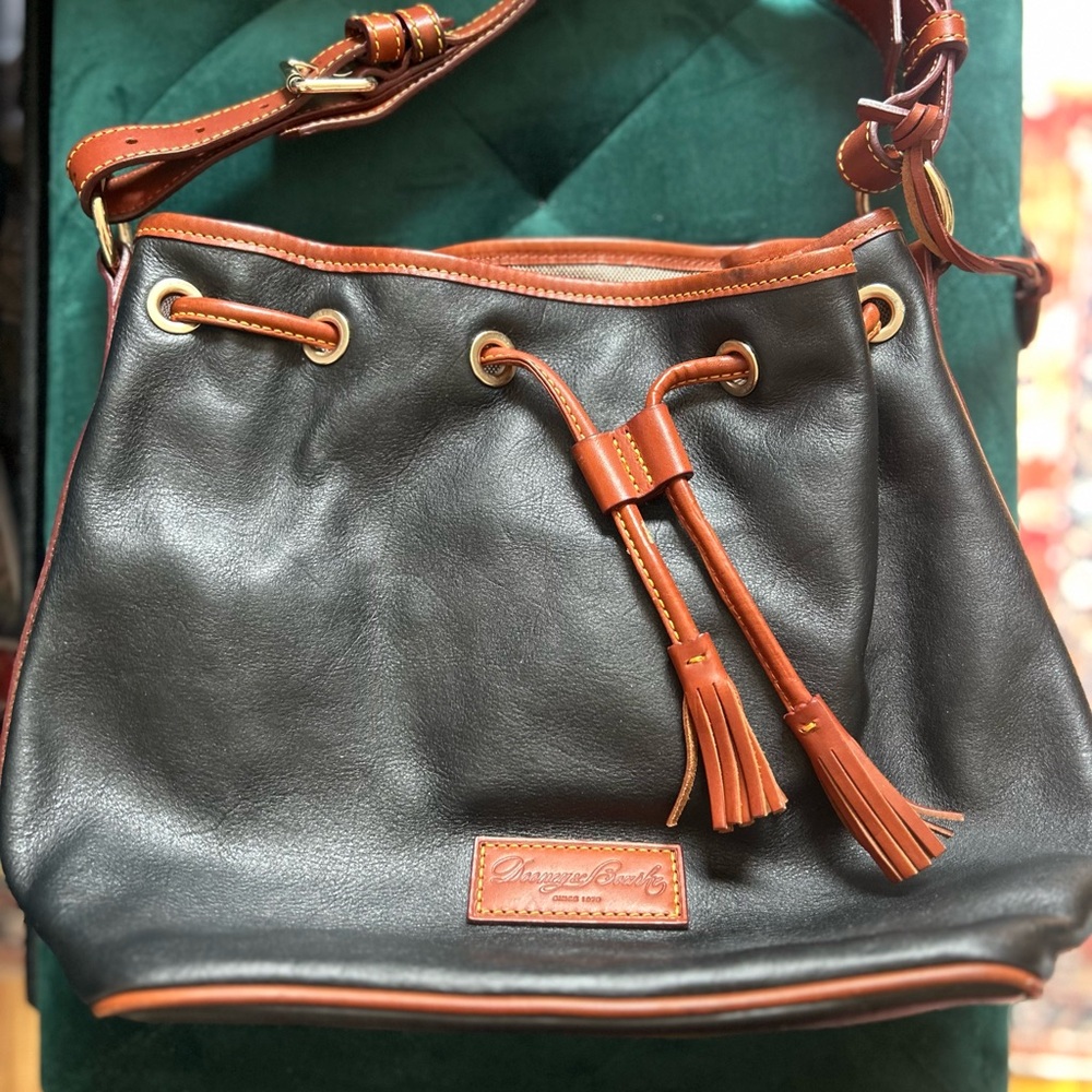 Dooney & Bourke Black and Brown Leather Bucket Bag